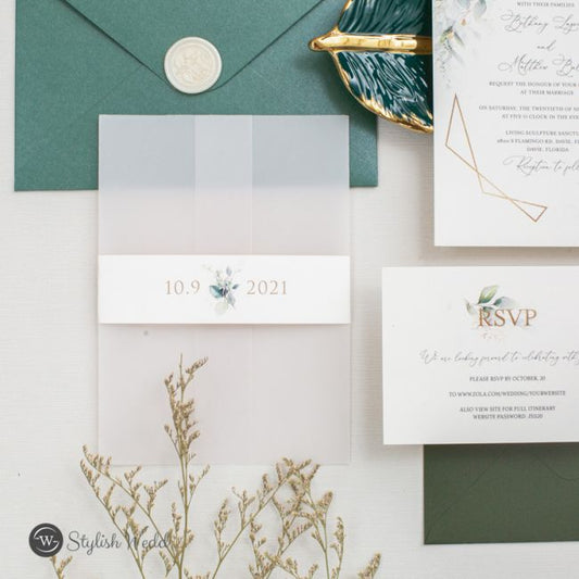 Vellum Wrap Wedding Invitation + RSVP